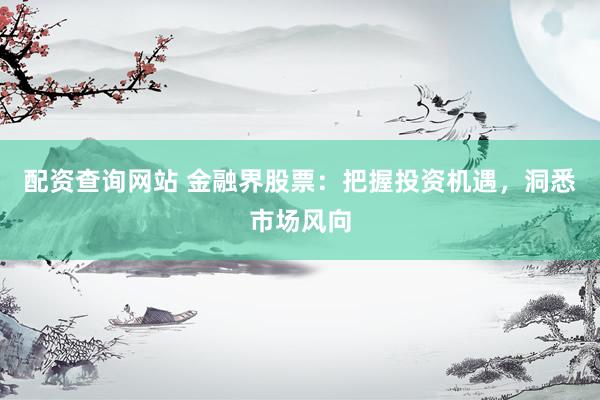 配资查询网站 金融界股票：把握投资机遇，洞悉市场风向