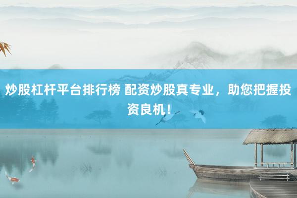 炒股杠杆平台排行榜 配资炒股真专业，助您把握投资良机！