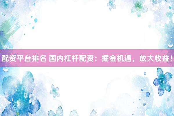 配资平台排名 国内杠杆配资：掘金机遇，放大收益！