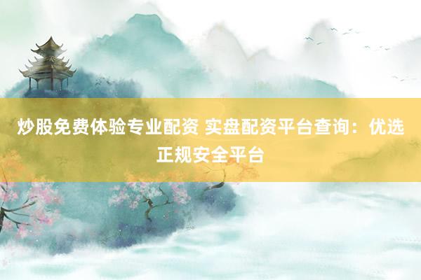 炒股免费体验专业配资 实盘配资平台查询：优选正规安全平台