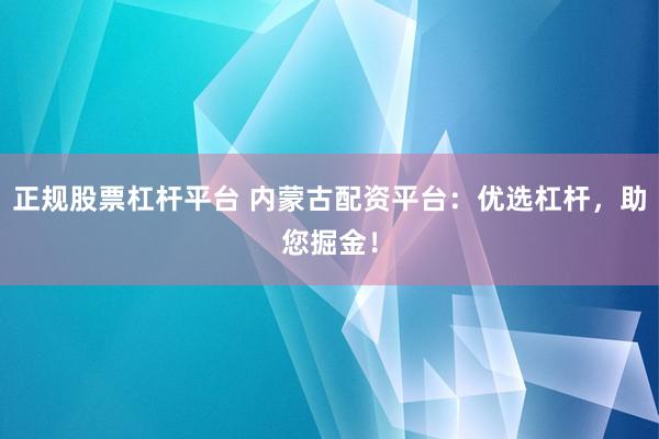 正规股票杠杆平台 内蒙古配资平台：优选杠杆，助您掘金！