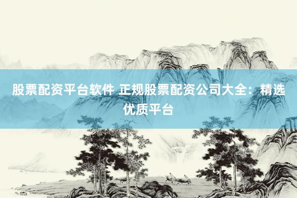 股票配资平台软件 正规股票配资公司大全：精选优质平台