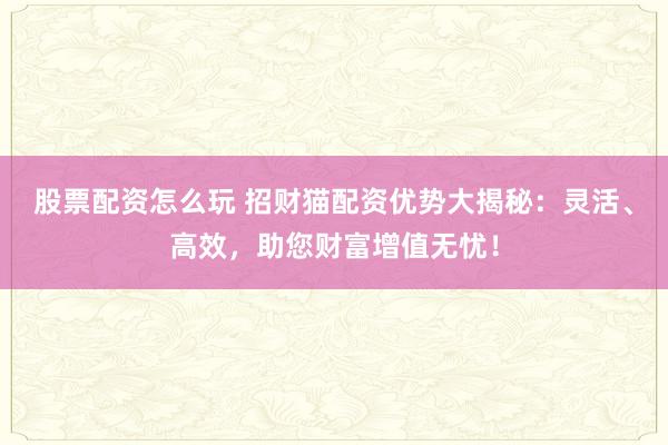 股票配资怎么玩 招财猫配资优势大揭秘：灵活、高效，助您财富增值无忧！