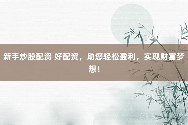 新手炒股配资 好配资，助您轻松盈利，实现财富梦想！