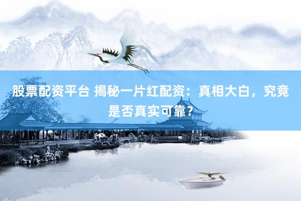 股票配资平台 揭秘一片红配资：真相大白，究竟是否真实可靠？