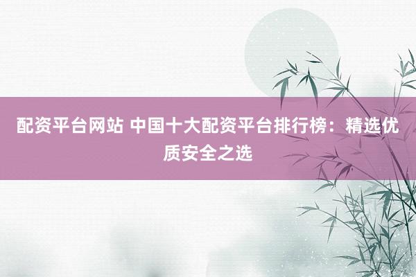配资平台网站 中国十大配资平台排行榜：精选优质安全之选