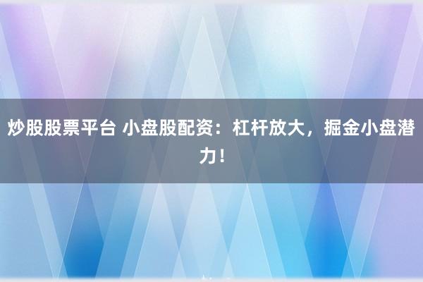 炒股股票平台 小盘股配资：杠杆放大，掘金小盘潜力！