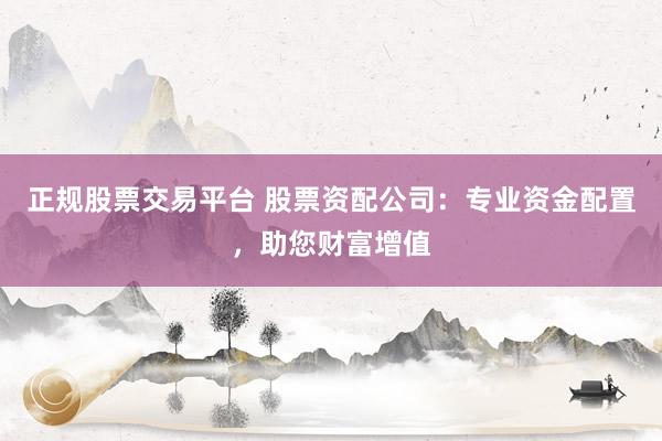 正规股票交易平台 股票资配公司：专业资金配置，助您财富增值