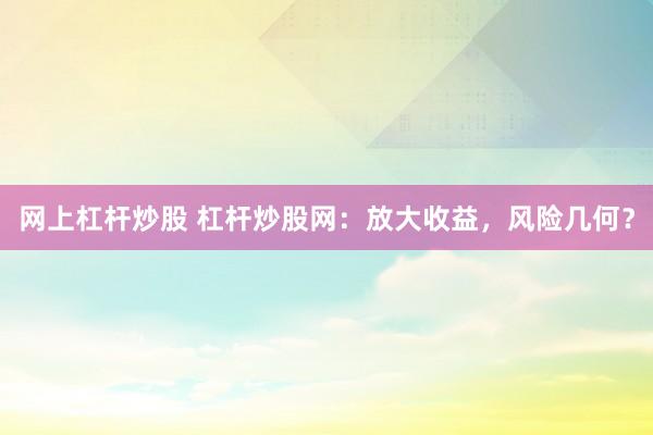 网上杠杆炒股 杠杆炒股网：放大收益，风险几何？