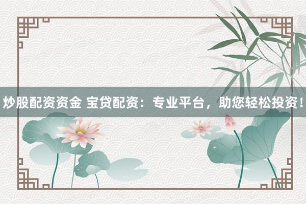 炒股配资资金 宝贷配资：专业平台，助您轻松投资！