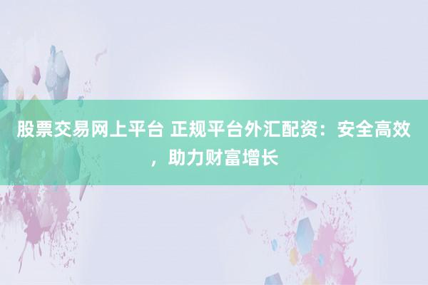 股票交易网上平台 正规平台外汇配资:安全高效,助力财富增长
